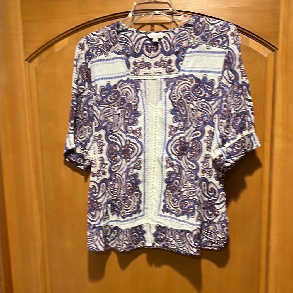 Lucky Brand Women's Purple and White Paisley  Blouse Size XL/TG